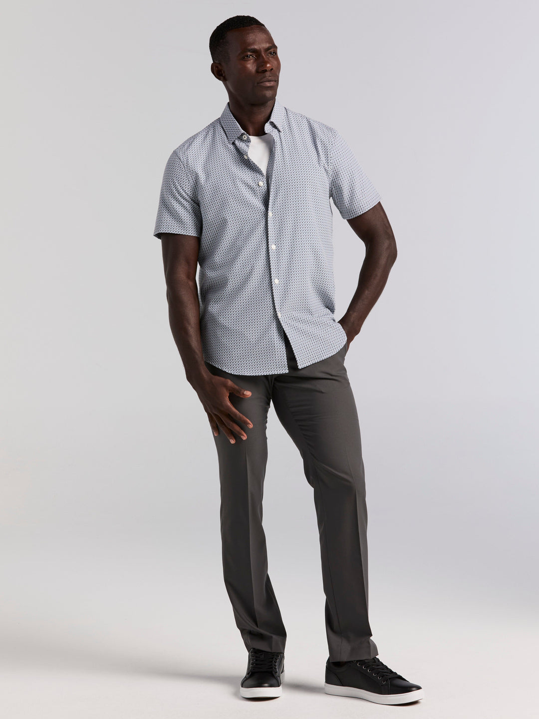 Slim Fit Cube Geometric Print Shirt (Chiseled Stone) 