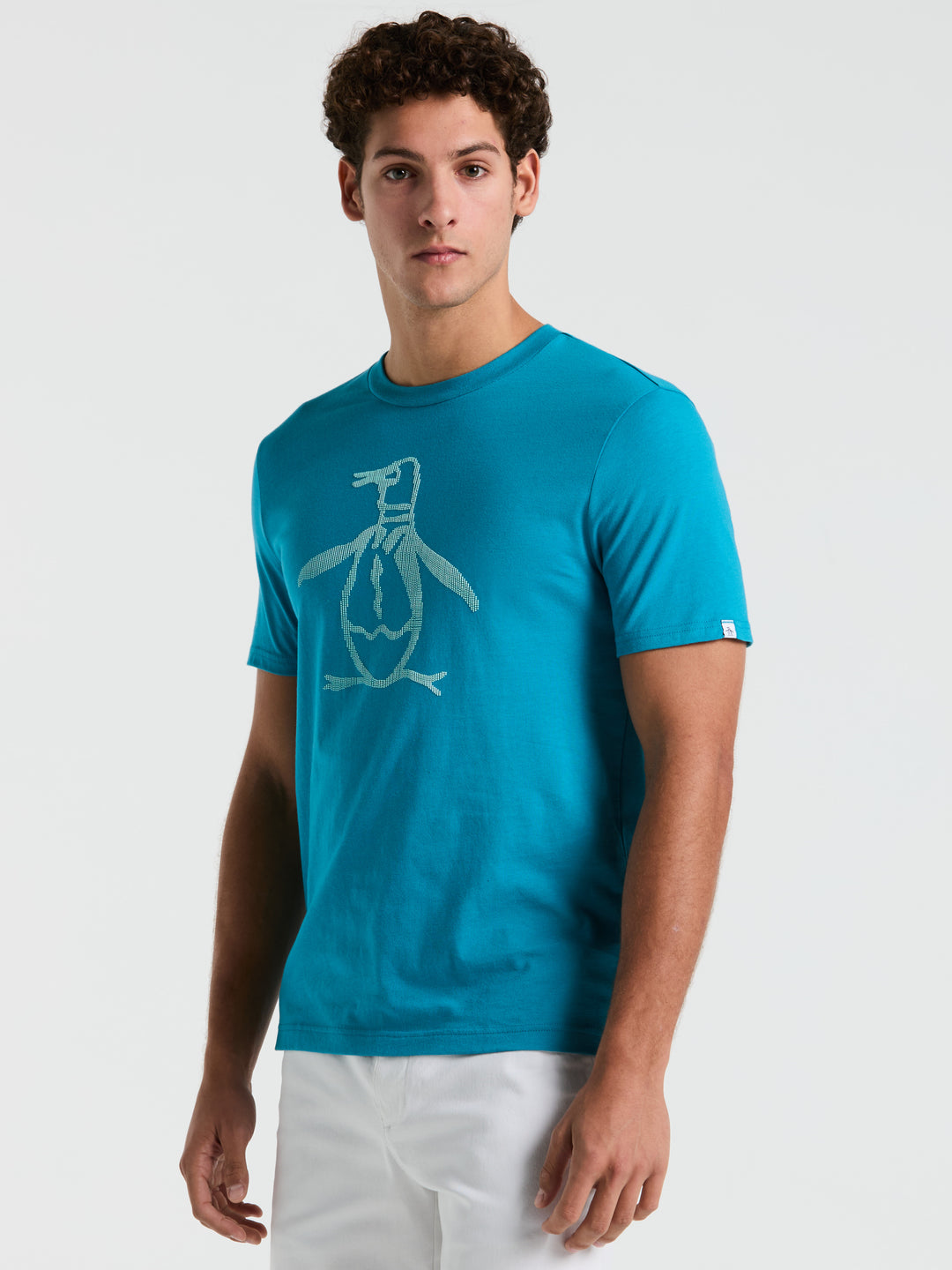 3D Dot Penguin Jersey Graphic Tee (Mosaic Blue) 