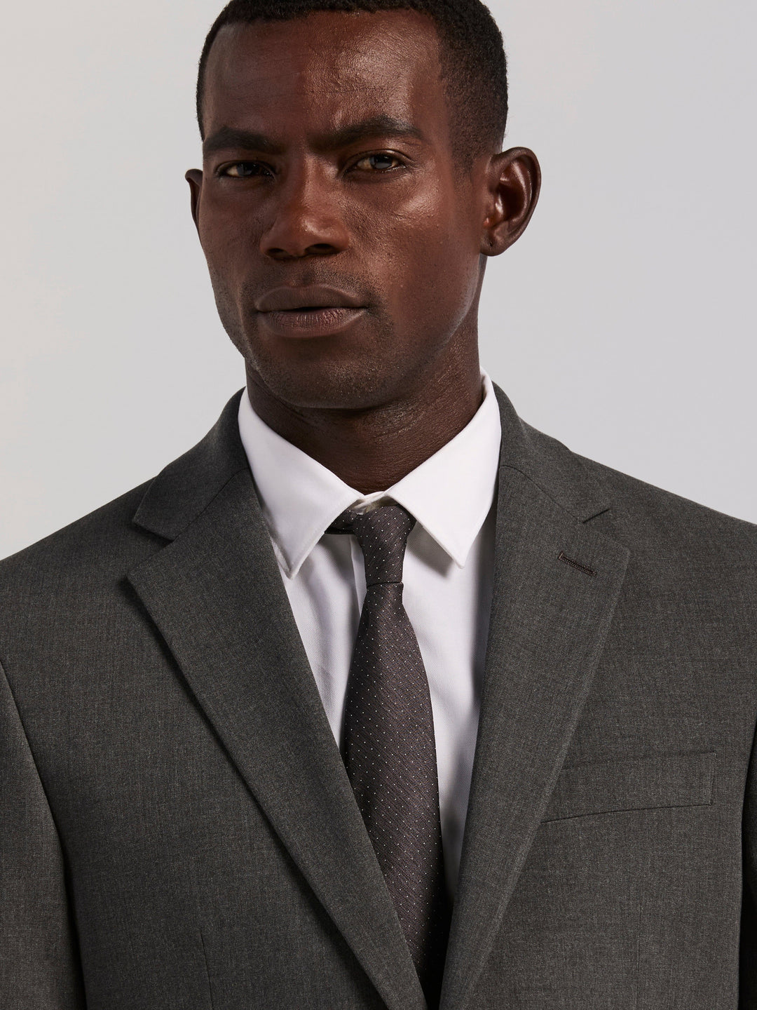 Single Breasted Skinny Fit Gabardine Suit Jacket (Charcoal) 