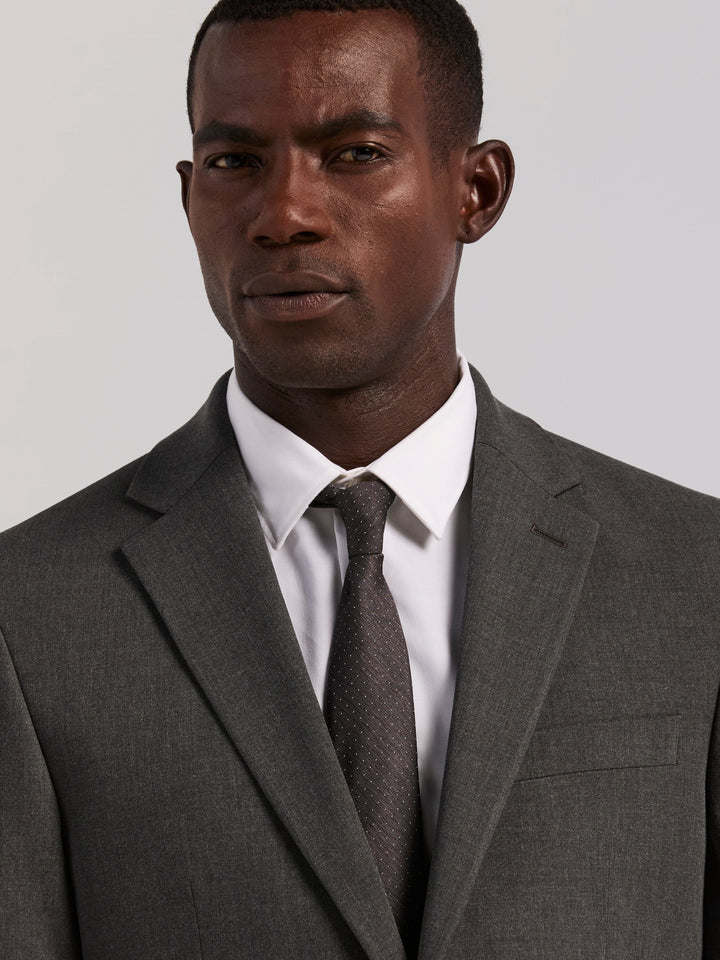 Single Breasted Skinny Fit Gabardine Suit Jacket (Charcoal) 