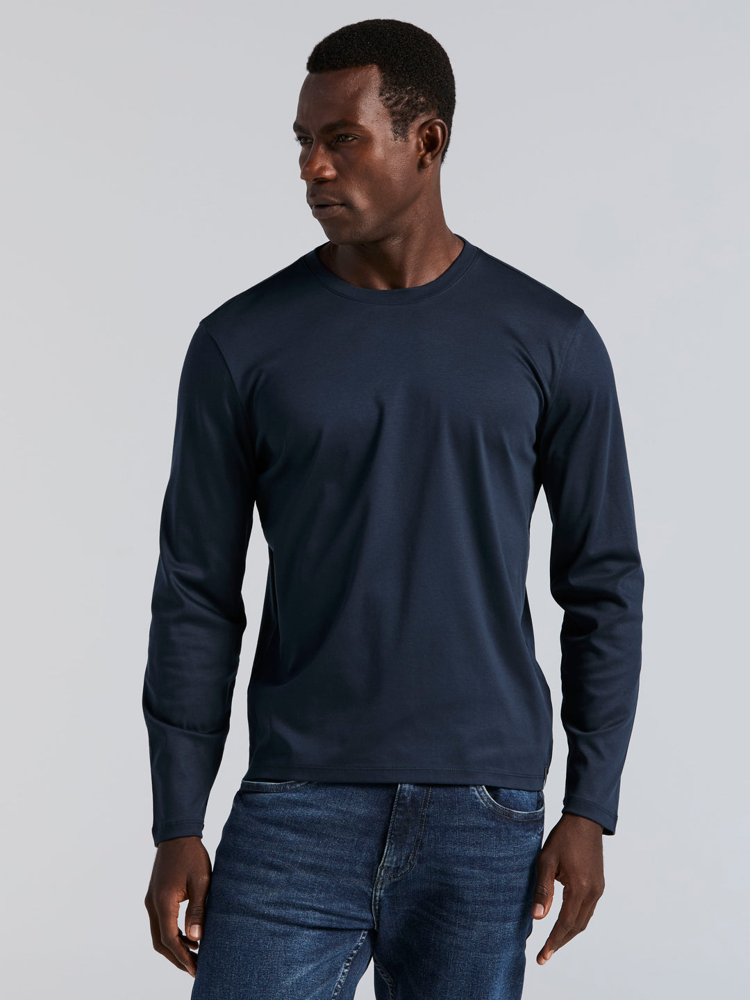 Interlock Crew Neck Long Sleeve Tee (Dark Sapphire) 