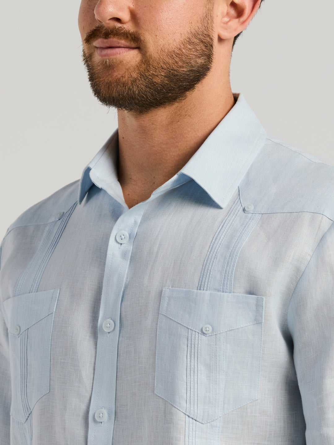 Linen Guayabera Shirt (Cashmere Blue) 
