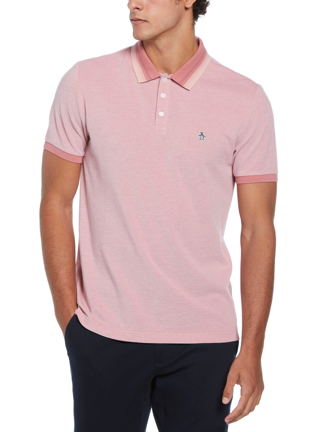 Pique Polo with Tipping (Dusty Rose) 