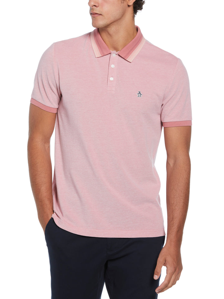 Pique Polo with Tipping (Dusty Rose) 