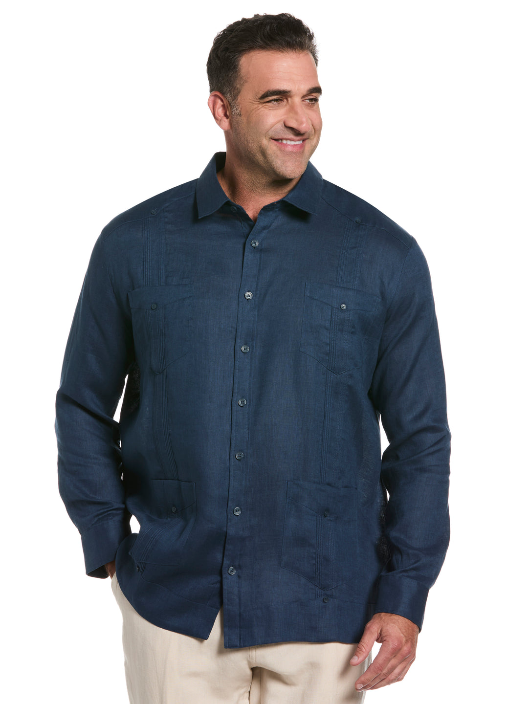 Big & Tall Linen Guayabera Shirt (Titan) 