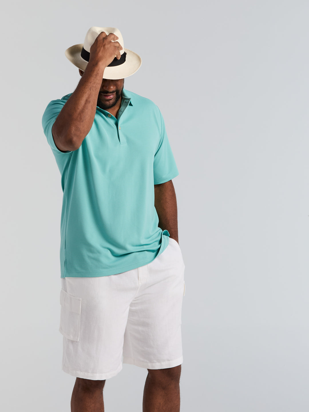 Big & Tall Ottoman Polo Shirt (Nile Blue) 