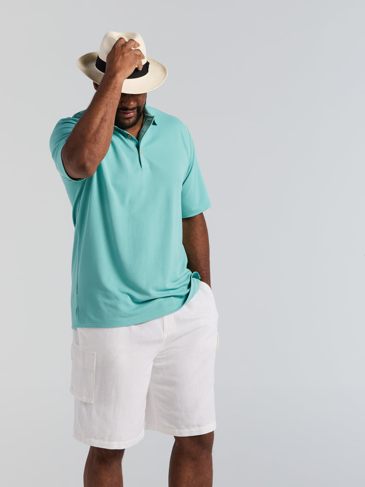 Big & Tall Ottoman Polo Shirt (Nile Blue) 