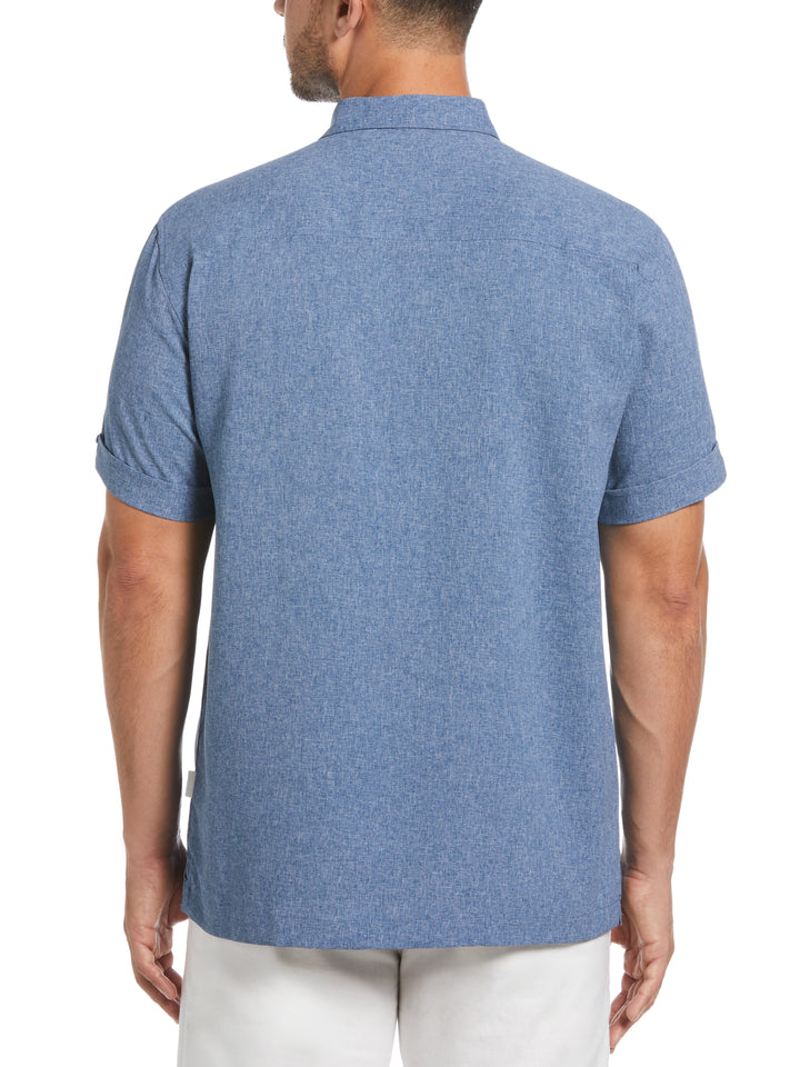 Two-Tone Cross Tuck Chambray Shirt (Estate Blue) 