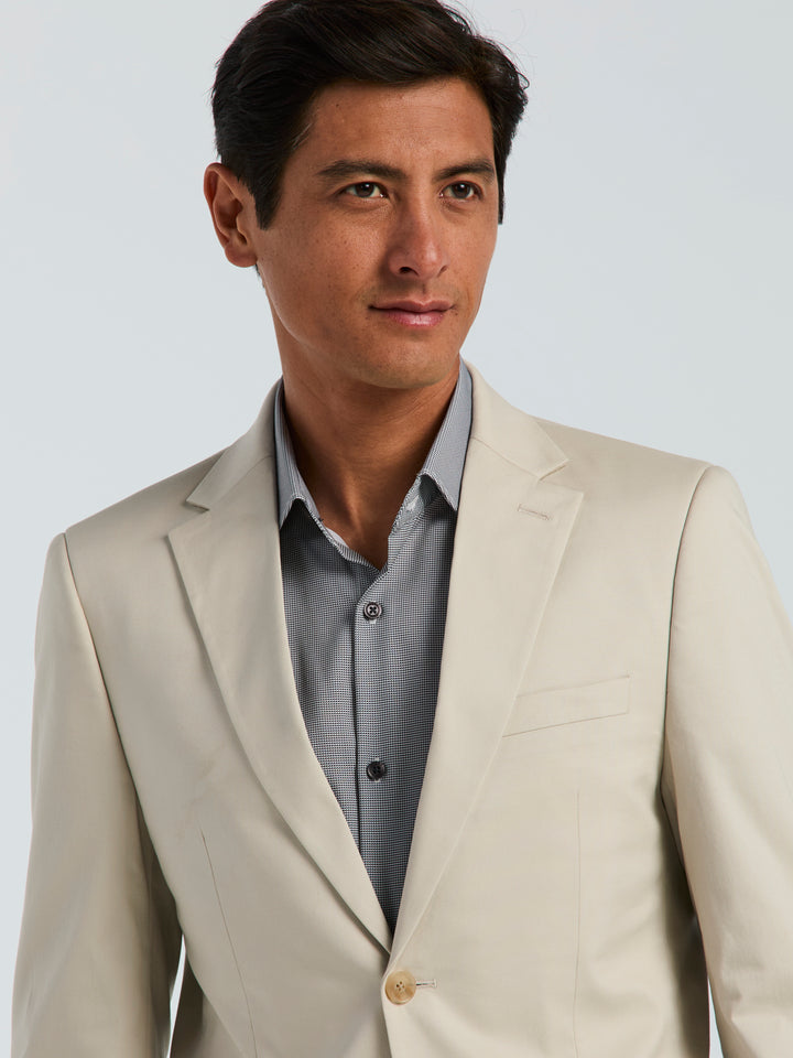 Skinny-Fit Solid Suit Jacket (Cream) 