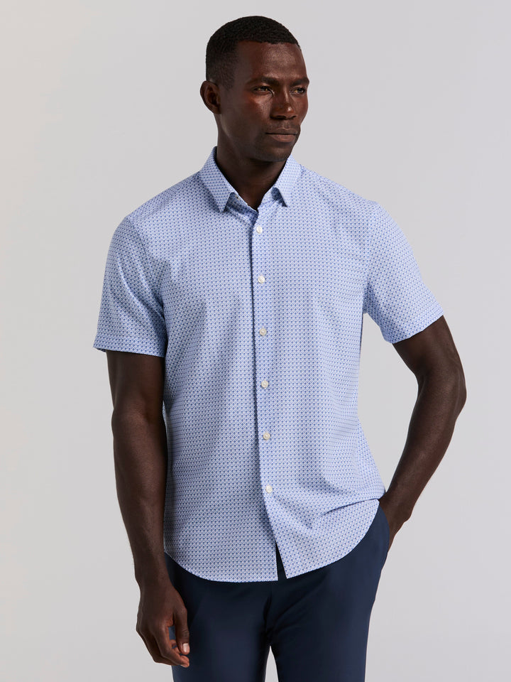 Slim Fit Cube Geometric Print Shirt (Kentucky Blue) 