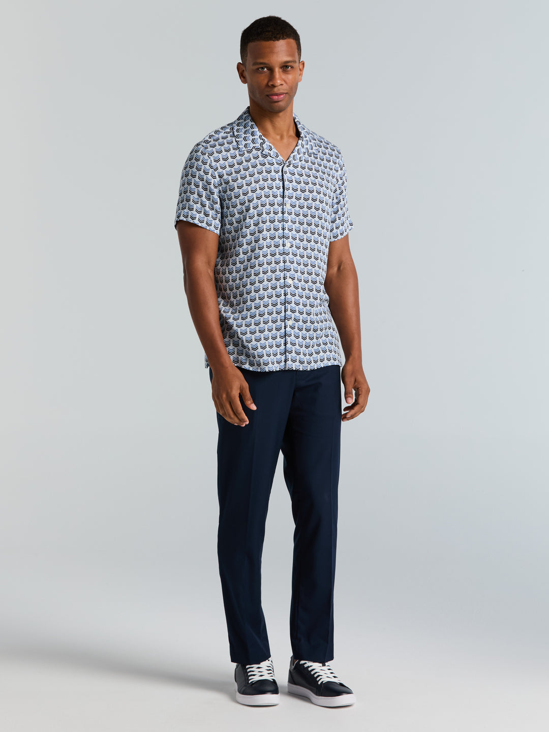 Dobby Print Camp Collar Shirt (Dutch Blue) 