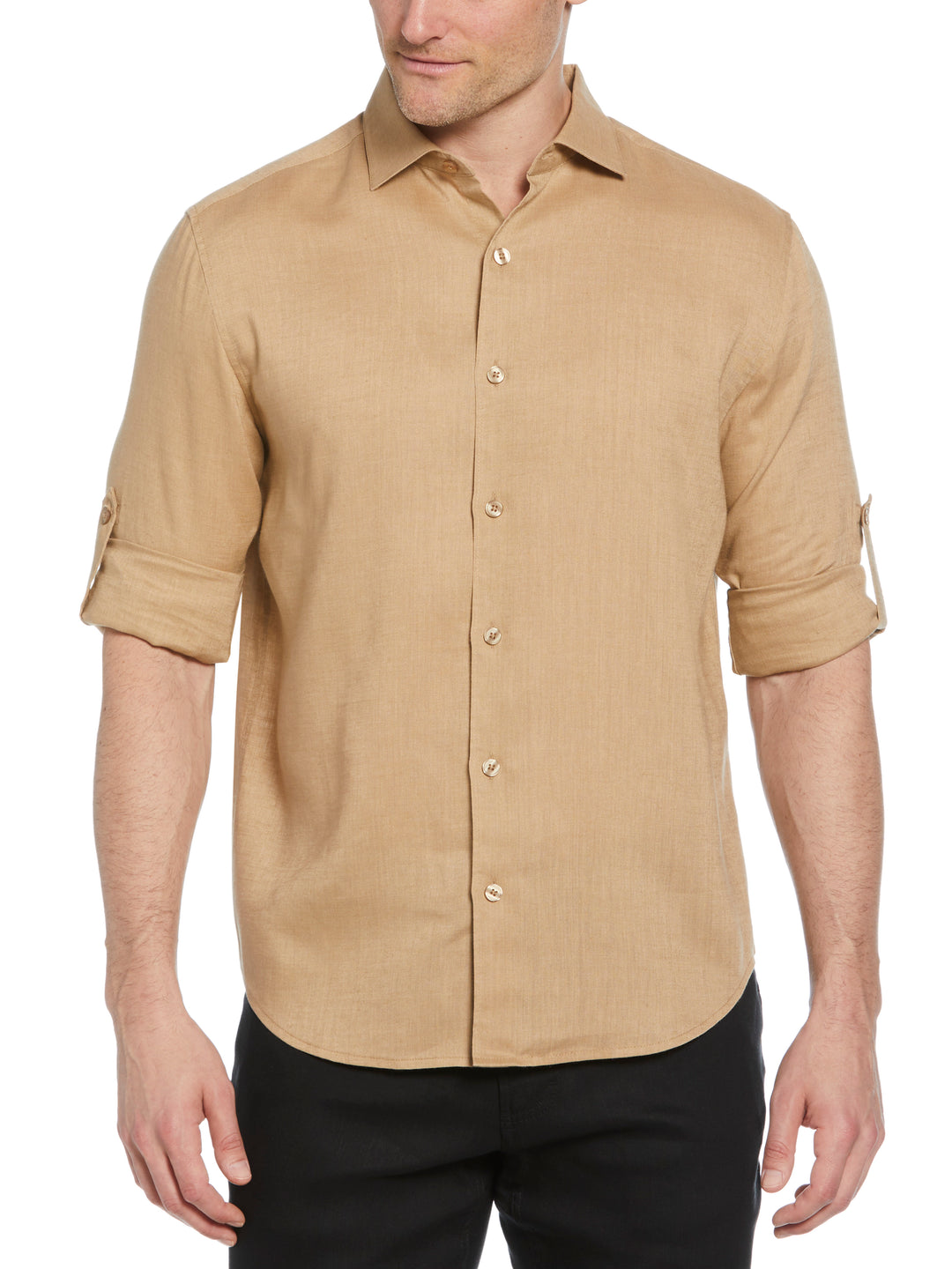 Linen Blend Wrinkle-Resistant Shirt (Cornstalk) 