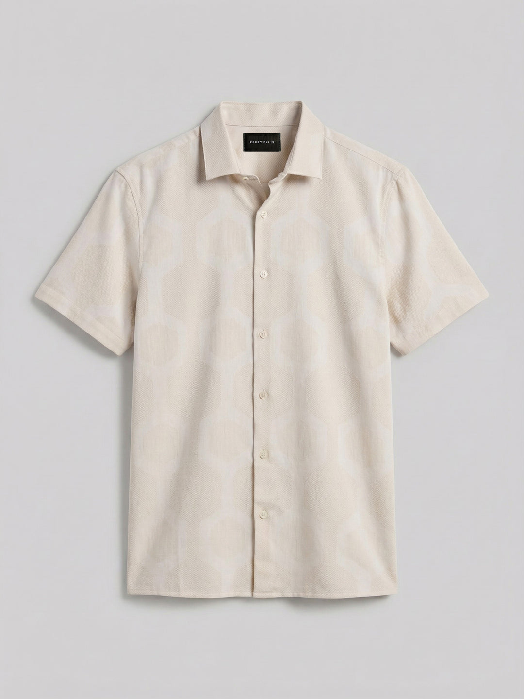 Large Geo Jacquard Cotton Linen Shirt (Silver Birch) 