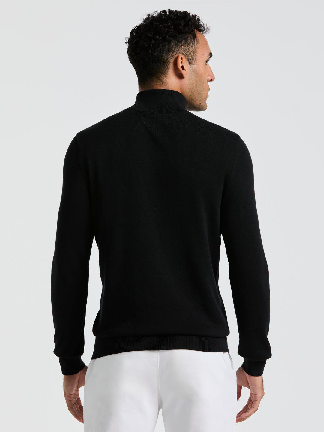 1/4 Zip Cotton Jersey Sweater (True Black) 