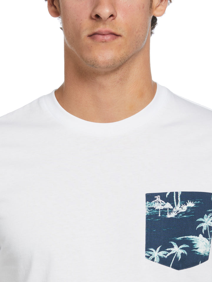 Jersey Woven Pocket Island Tee   (Bright White) 