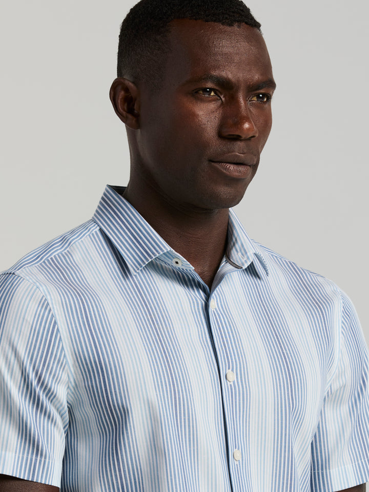 Multi-Tonal Vertical Stripe Shirt (Heritage Blue) 