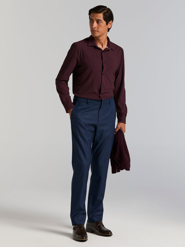 Long Sleeve Diamond Print Slim Fit Shirt (Zinfandel) 