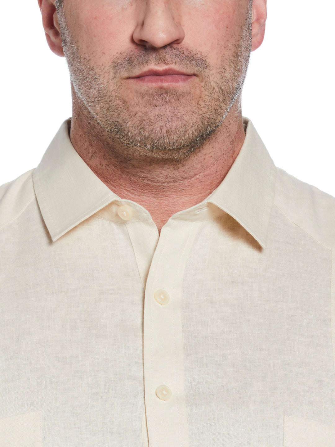 Big & Tall Linen Guayabera Shirt (Whitecap Gray) 