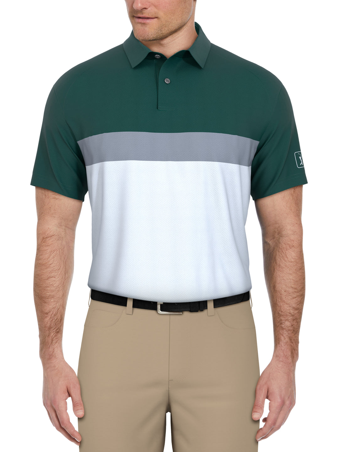 Textured Color Block Golf Polo (Storm) 
