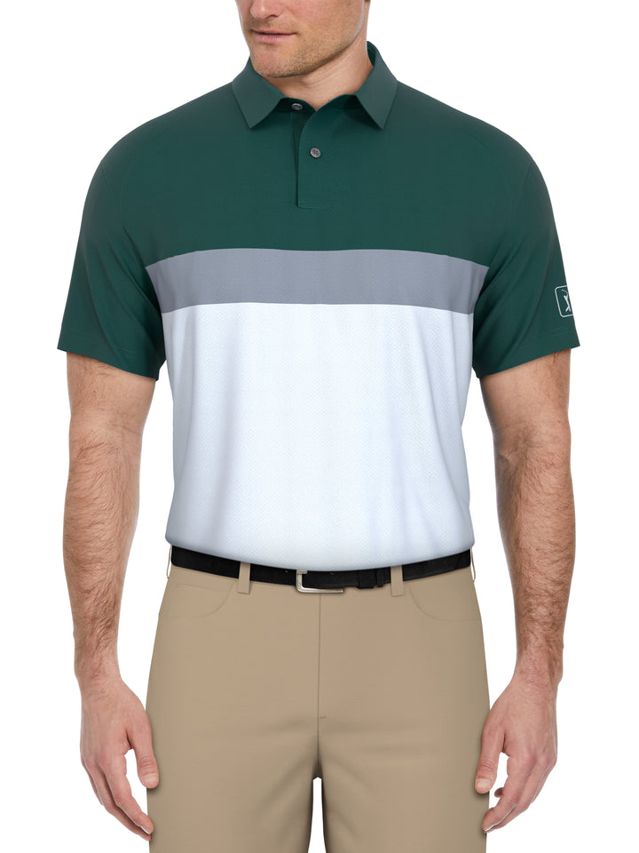 Textured Color Block Golf Polo (Storm) 