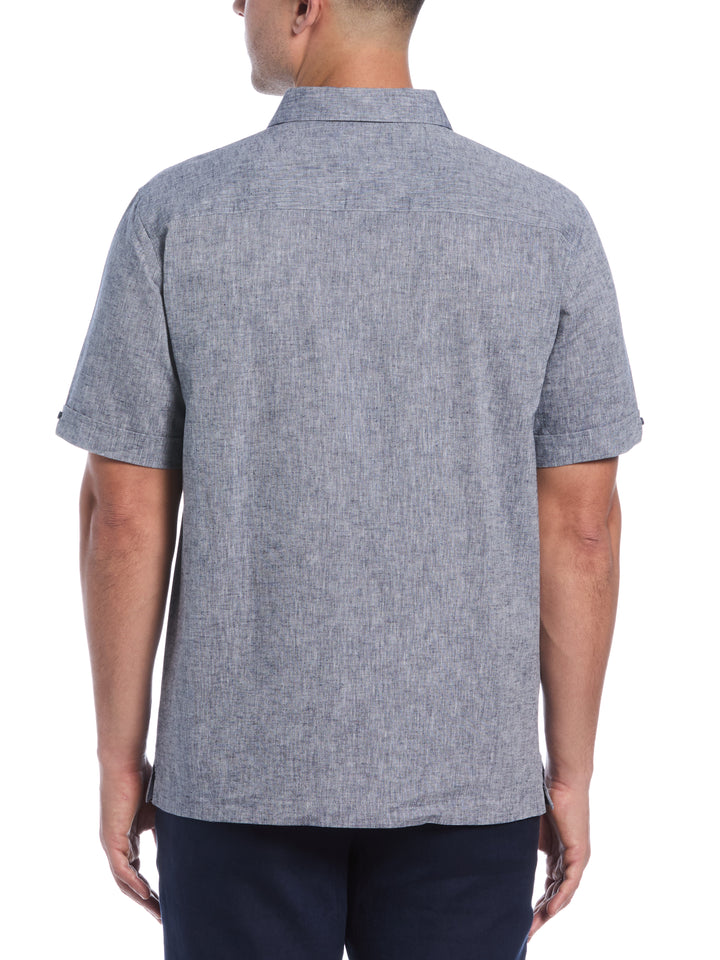 Linen Blend Dobby Panels Shirt (Dress Blues) 
