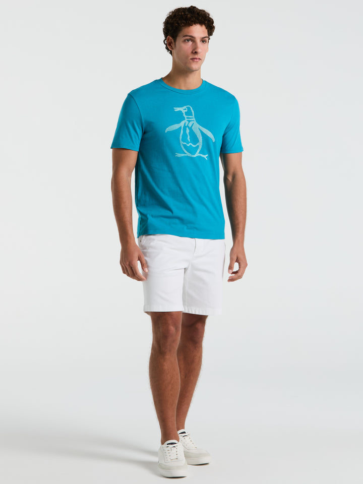 3D Dot Penguin Jersey Graphic Tee (Mosaic Blue) 
