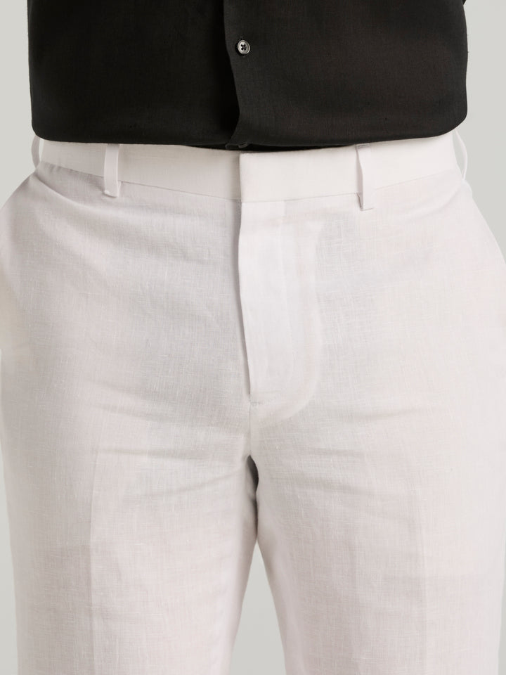 Delave Linen Flat Front Pant (Brilliant White) 