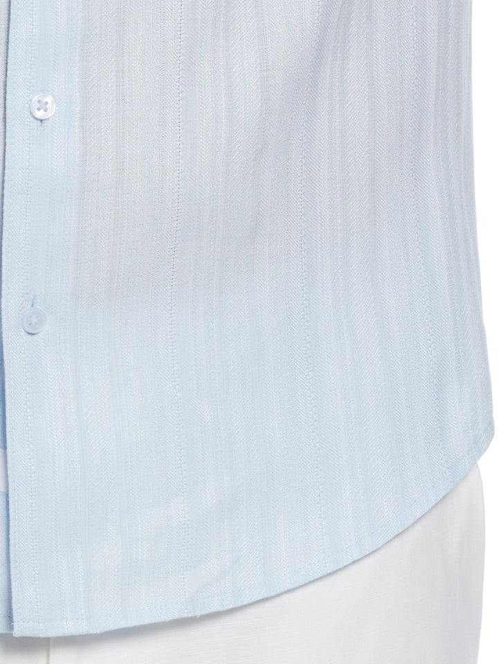 Linen Blend Dobby Stripe Print Shirt (Nantucket Breeze) 