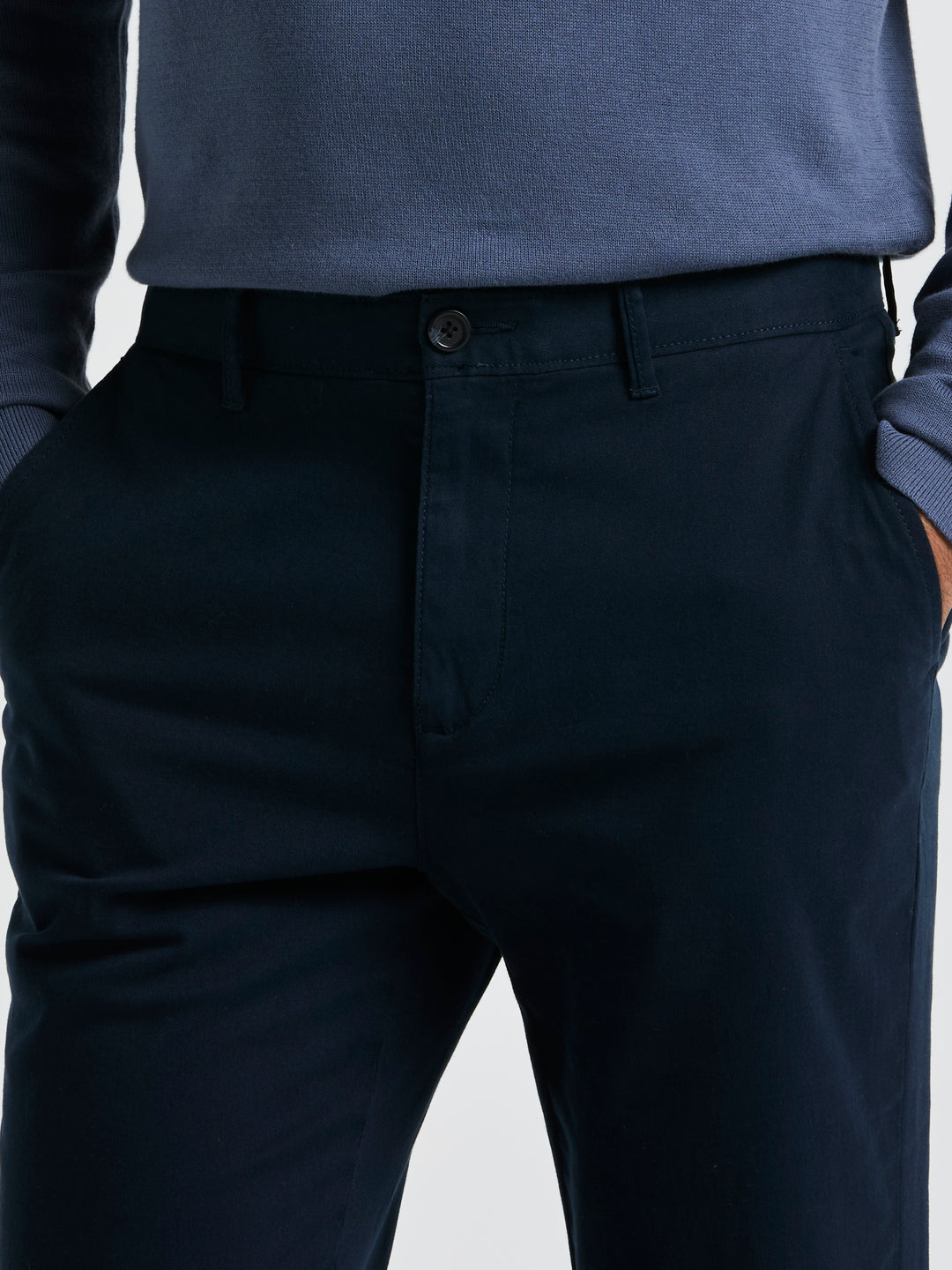 Slim Fit Stretch Chino Flat Front Pant (Dark Sapphire) 