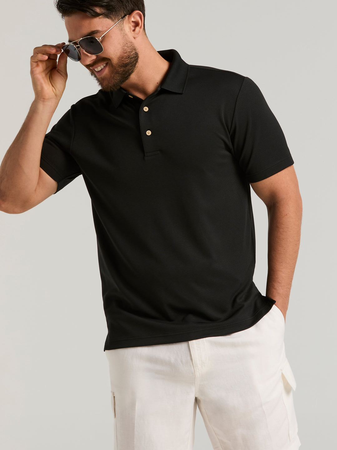 Wicking Ottoman Golf Polo Shirt (Jet Black) 