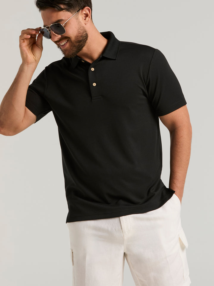 Wicking Ottoman Golf Polo Shirt (Jet Black) 