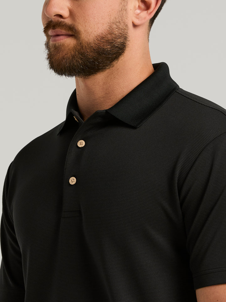 Wicking Ottoman Golf Polo Shirt (Jet Black) 
