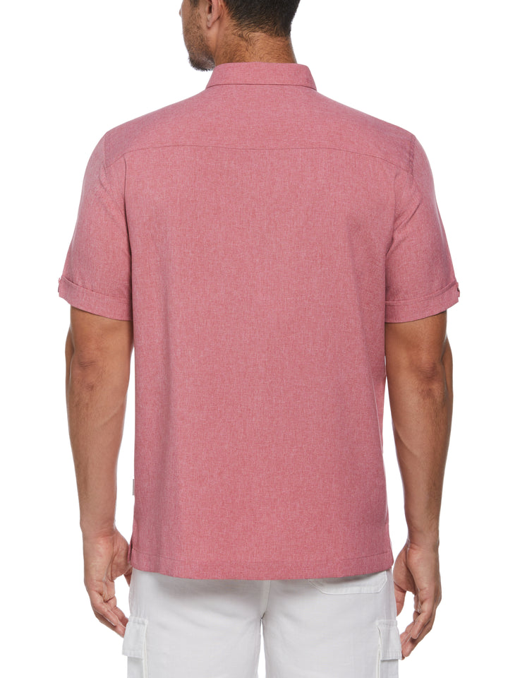 Two-Tone Cross Tuck Chambray Shirt (Holly Berry) 
