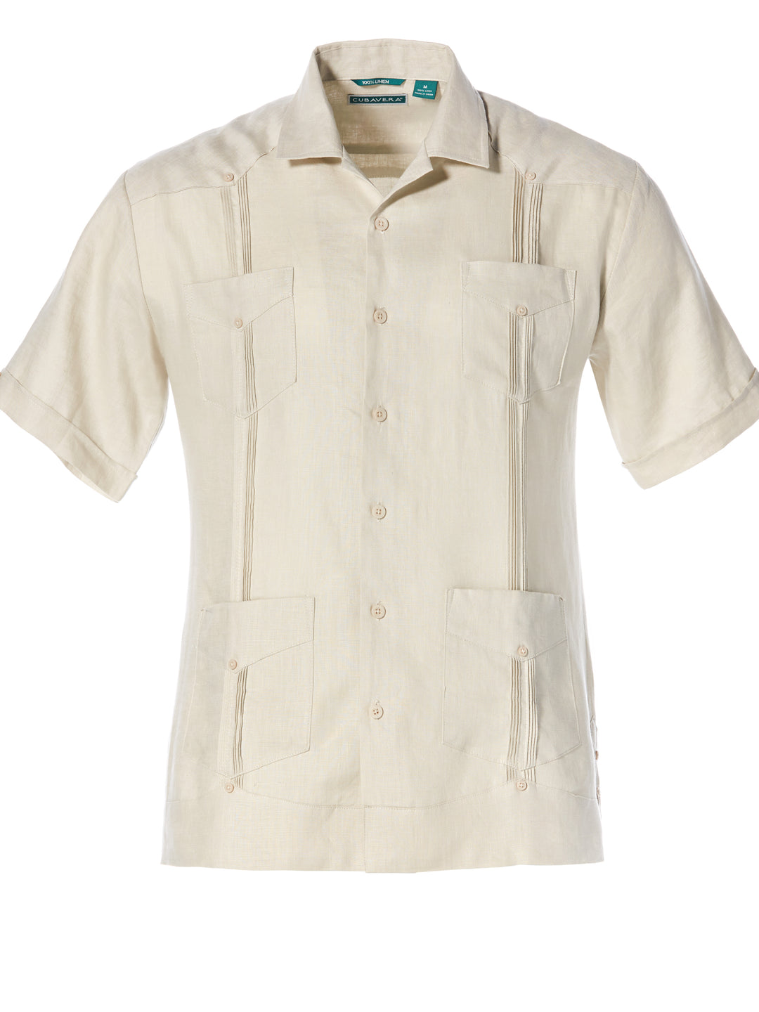 Linen Short Sleeve Guayabera Shirt (Natural Linen) 