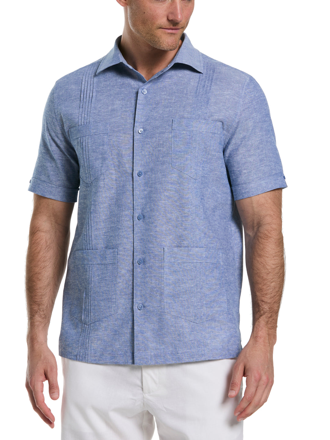 guayabera dress shirts Linen Blend 4-Pocket Guayabera Shirt – Perry Ellis