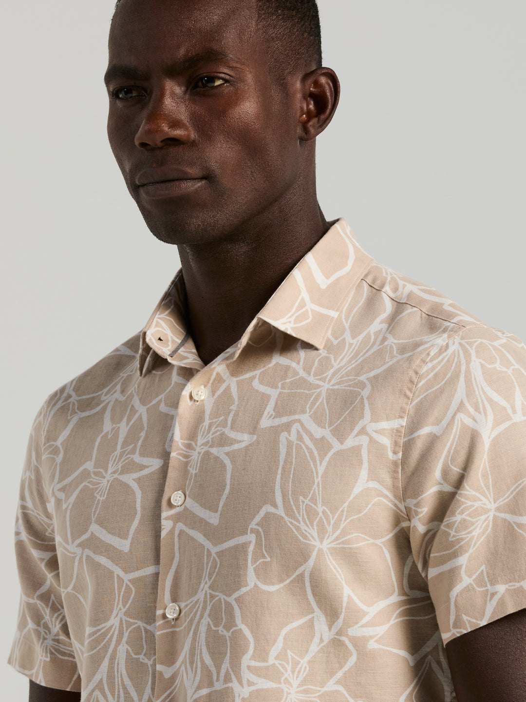 Men's Linen Floral Print Shirt (Island Fossil) 
