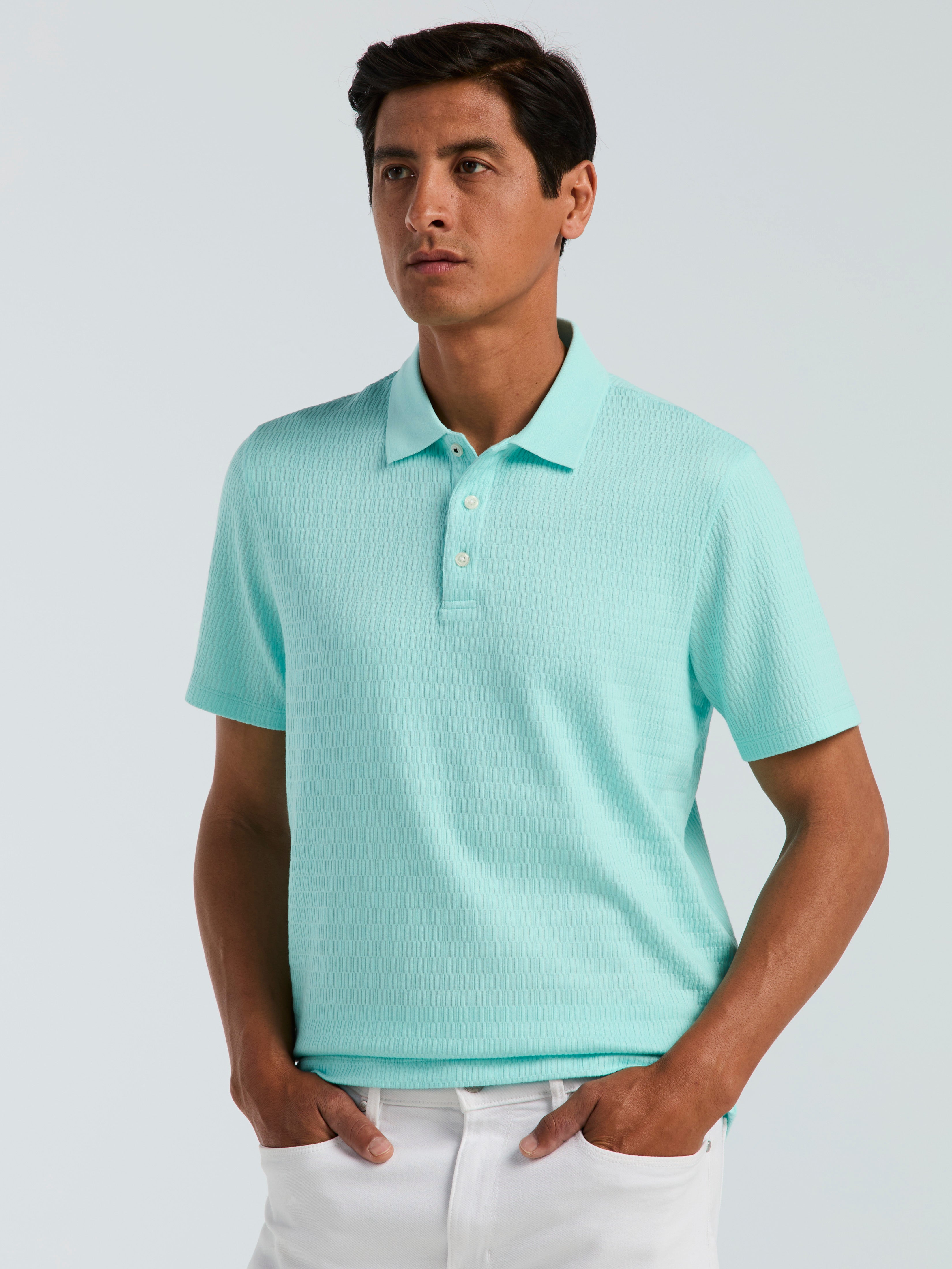 Geometric Jacquard Polo Shirt – Perry Ellis