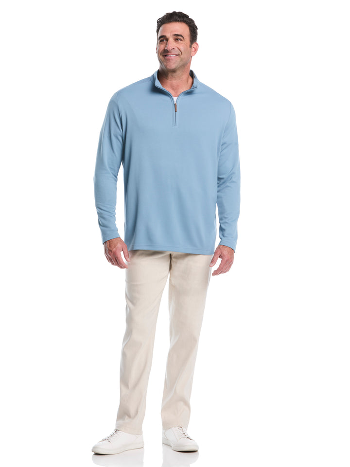 Big & Tall 1/4 Zip Long Sleeve Sweater (Windward Blue) 
