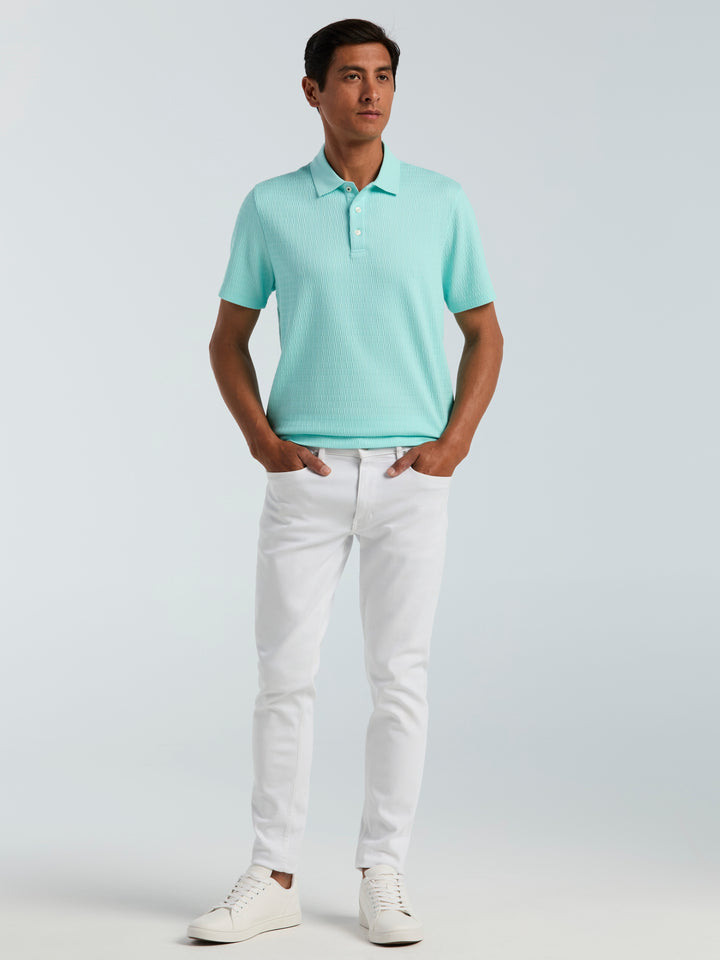 Geometric Jacquard Polo Shirt (Blue Tint) 