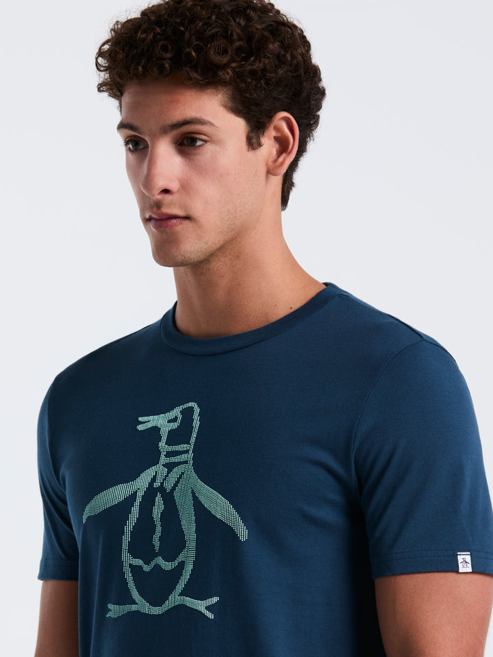 3D Dot Penguin Jersey Graphic Tee (Blue Wing Teal) 