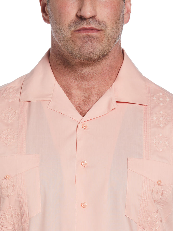 Big & Tall Poplin Guayabera Shirt (Coral Cloud) 