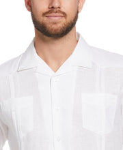 Big and Tall 100% Linen Short Sleeve 4 Pocket Guayabera (Bright White) 