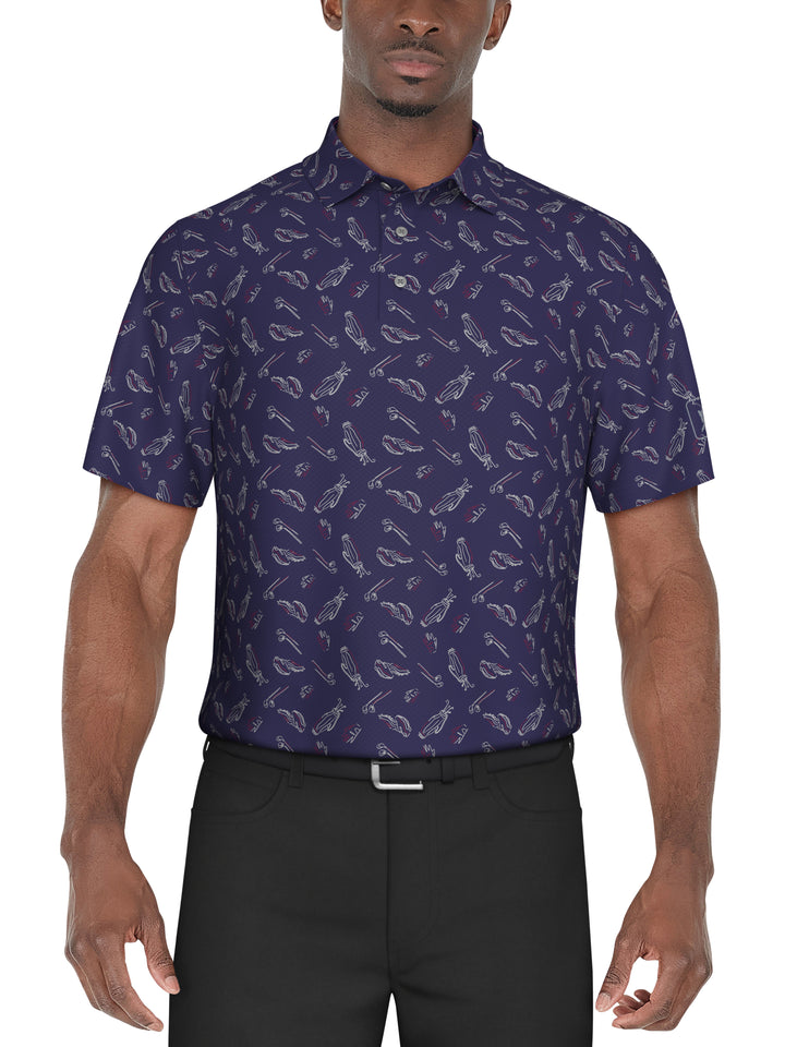 Solarized Golf Print Golf Polo (Clematis Blue) 
