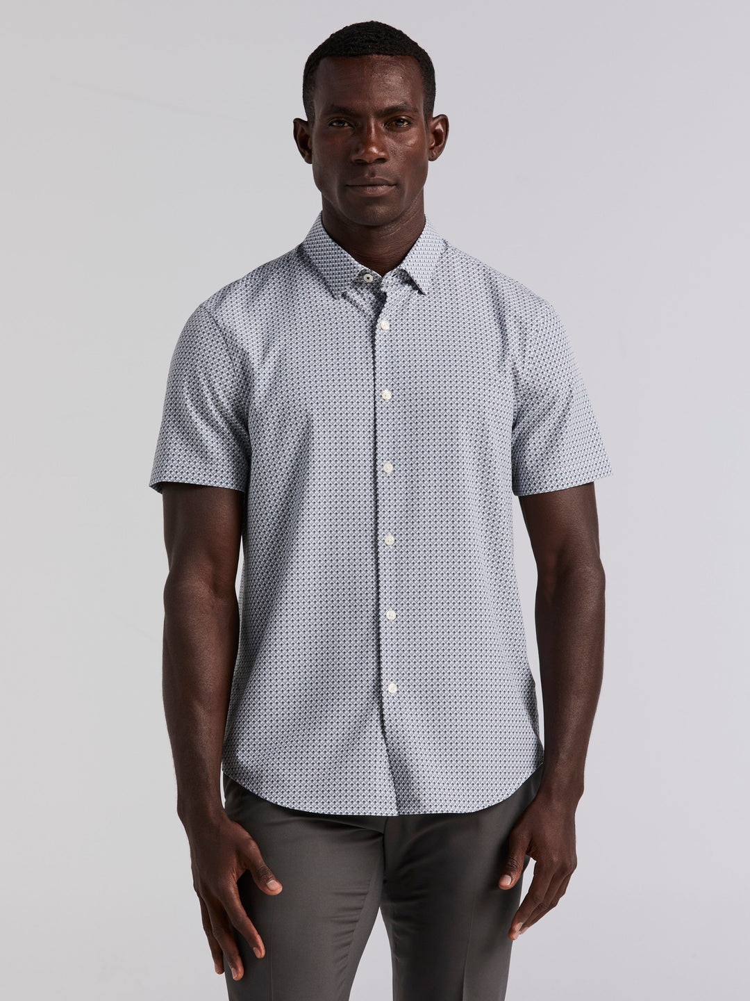 Slim Fit Cube Geometric Print Shirt (Chiseled Stone) 