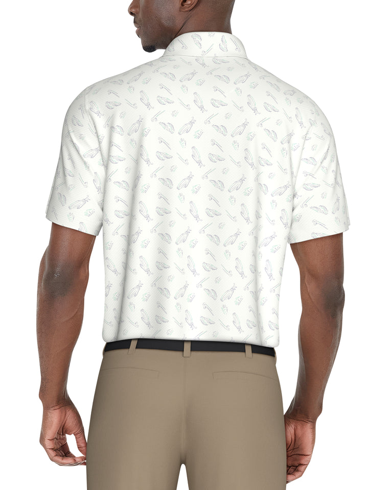 Solarized Golf Print Golf Polo (Bright White) 