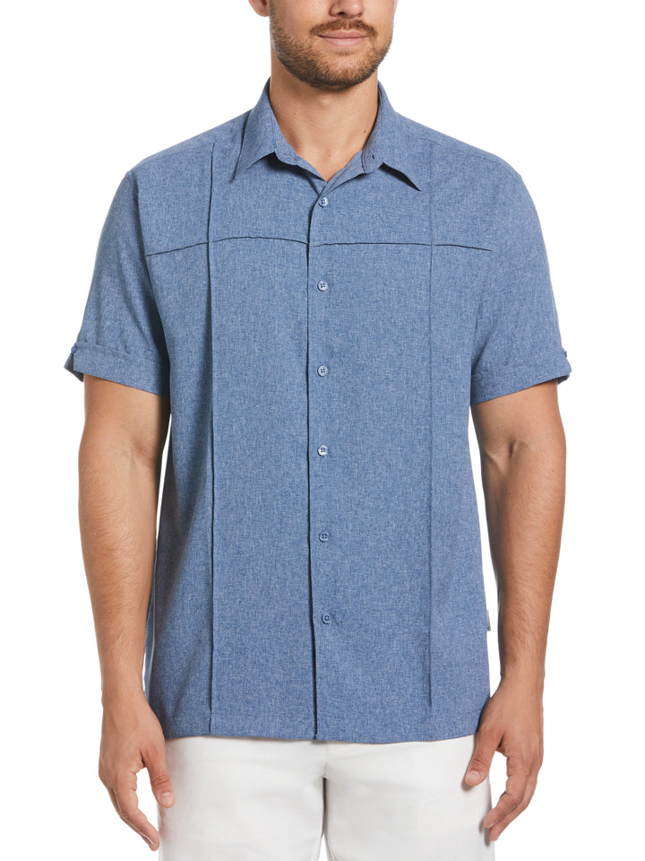 Two-Tone Cross Tuck Chambray Shirt (Estate Blue) 