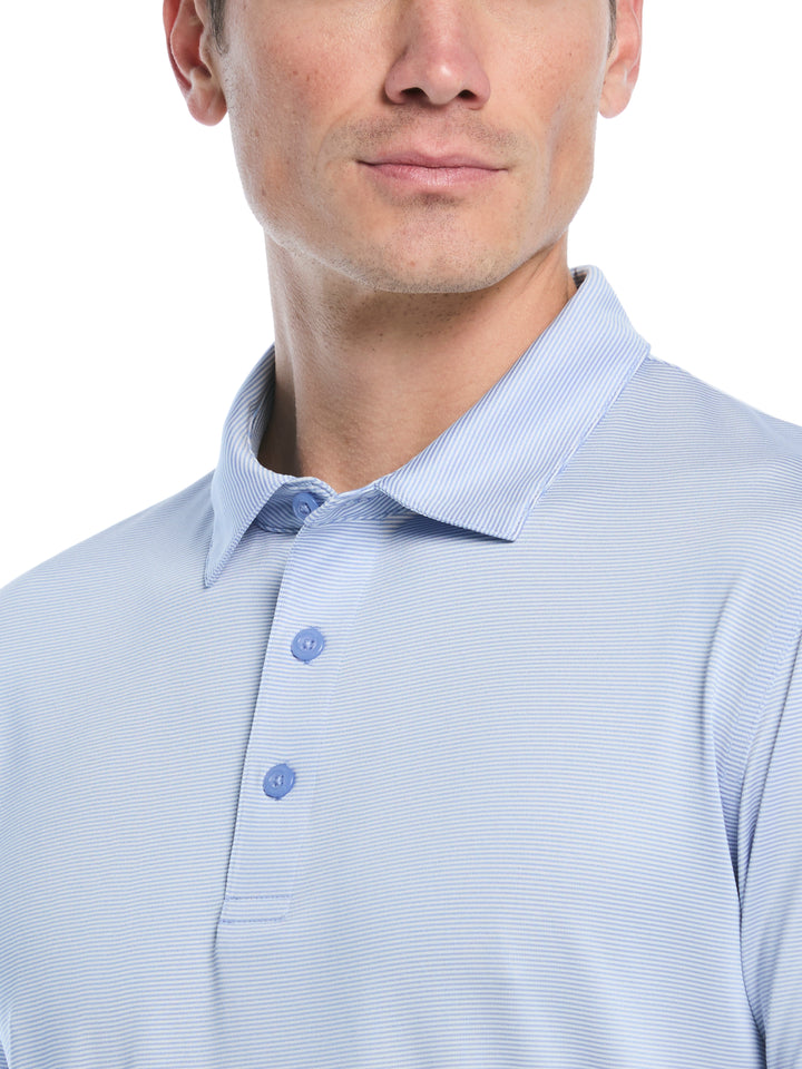 Fine Line Stripe Golf Polo Shirt (Chambray) 