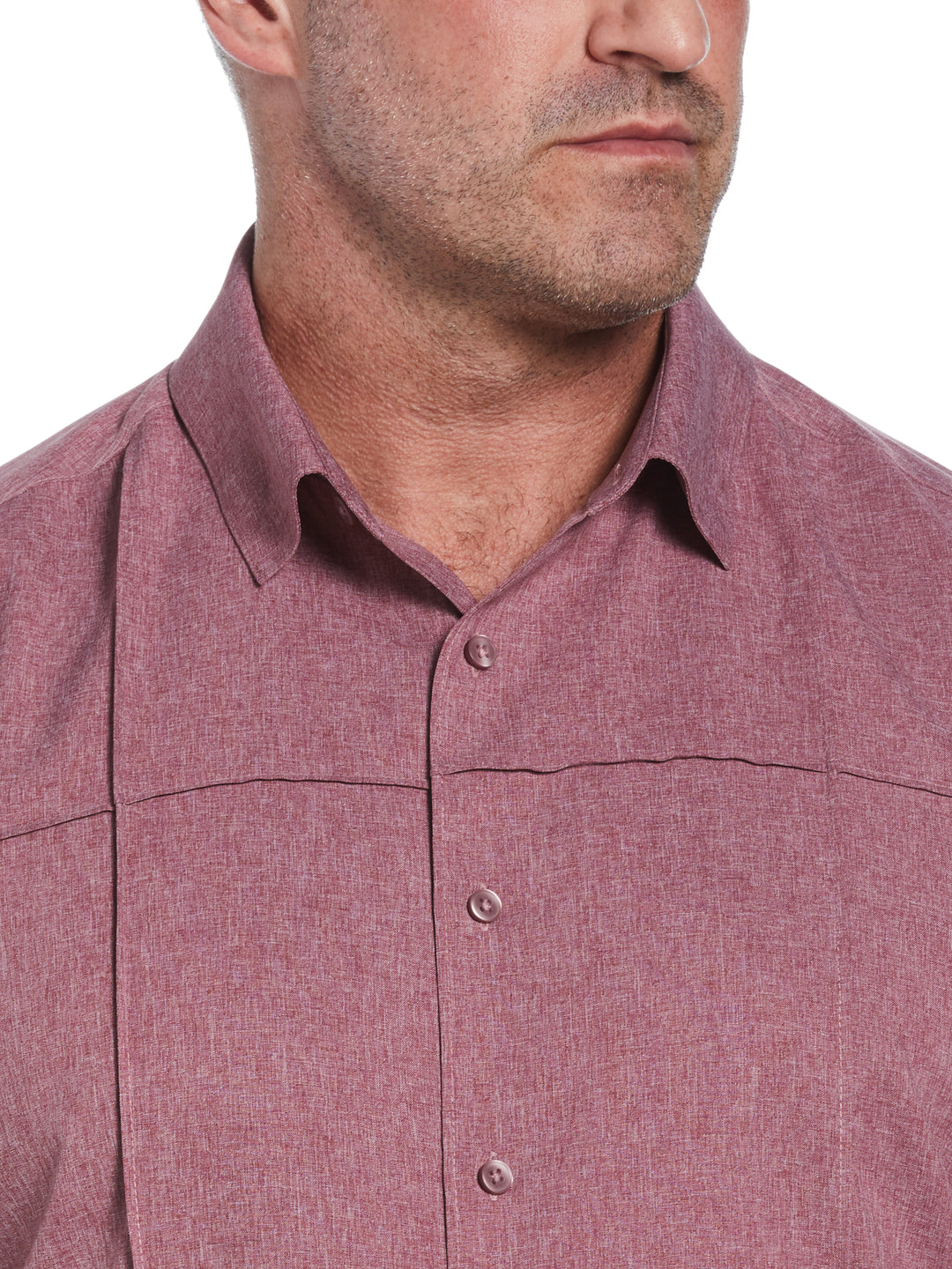 Big & Tall Two-Tone Cross Tuck Chambray Shirt (Hawthorn Rose) 