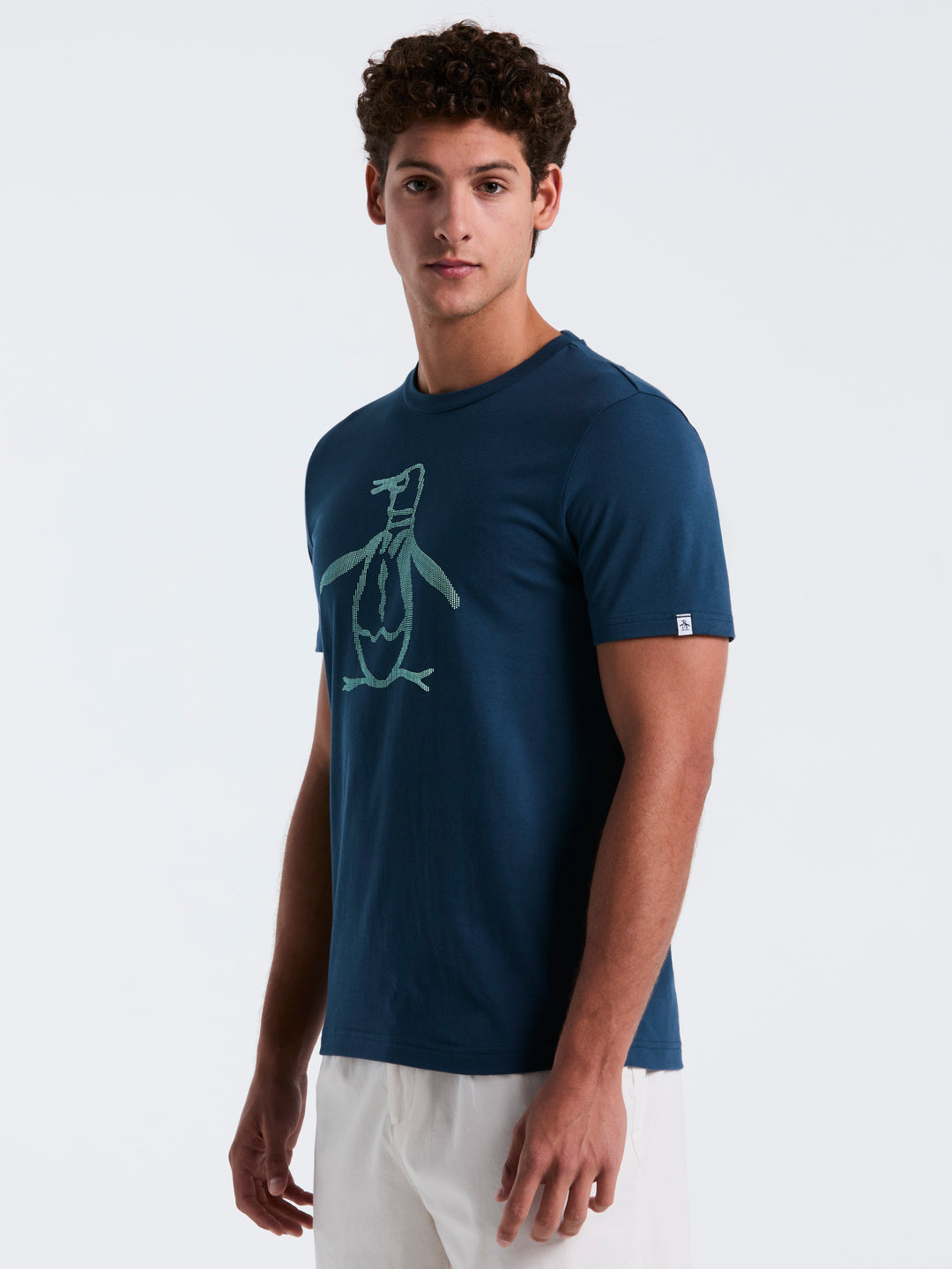3D Dot Penguin Jersey Graphic Tee (Blue Wing Teal) 