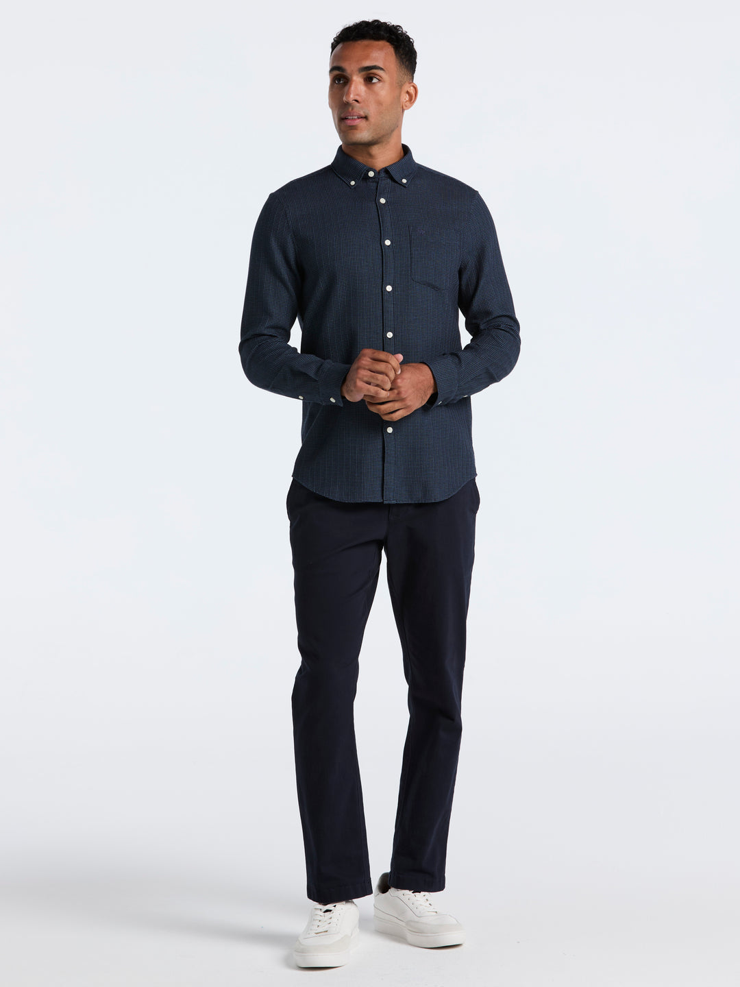 Cotton Waffle Solid Shirt (Dark Sapphire) 